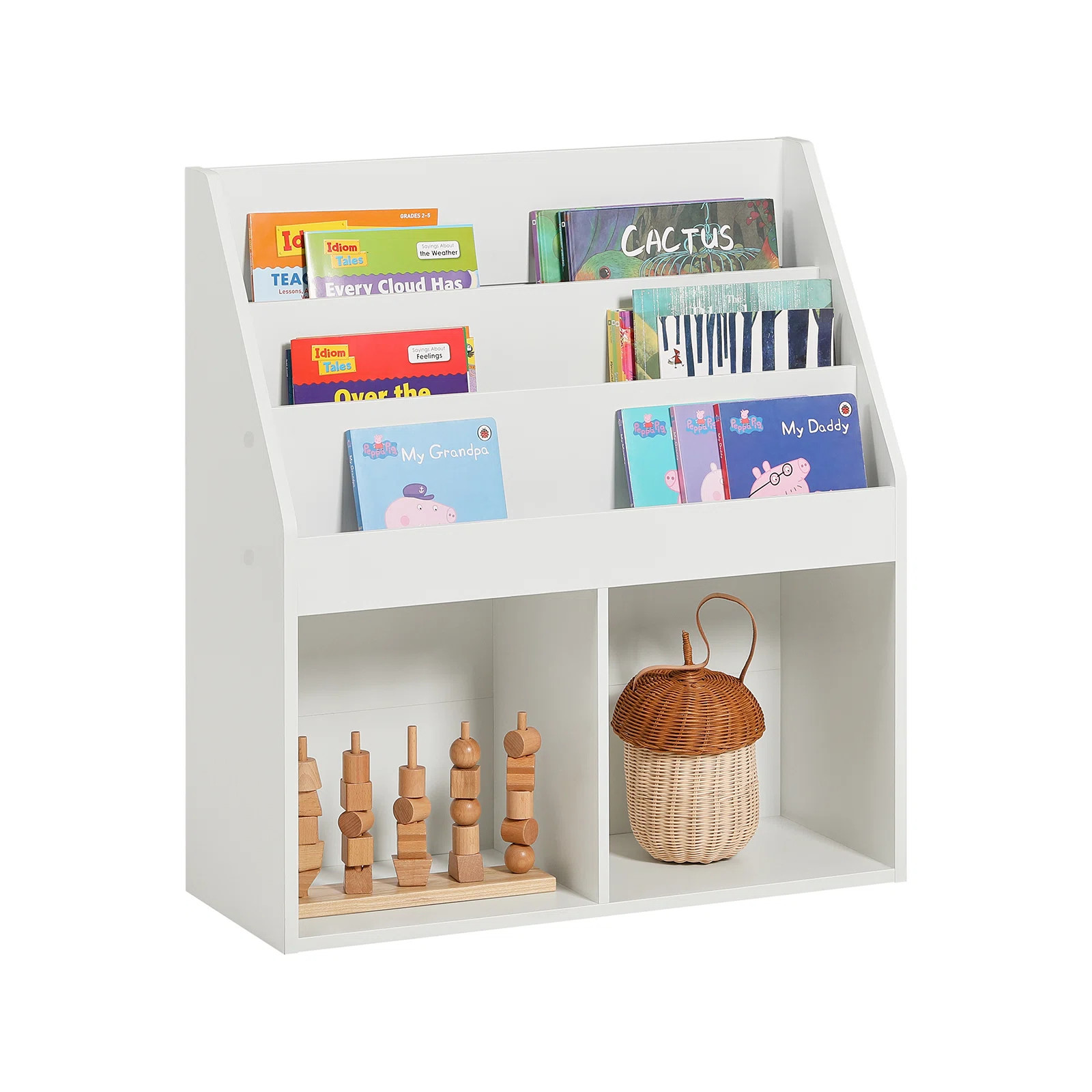 Fifield White Kids Bookcase with 3 Tiers and Toy Storages | Wayfair North America