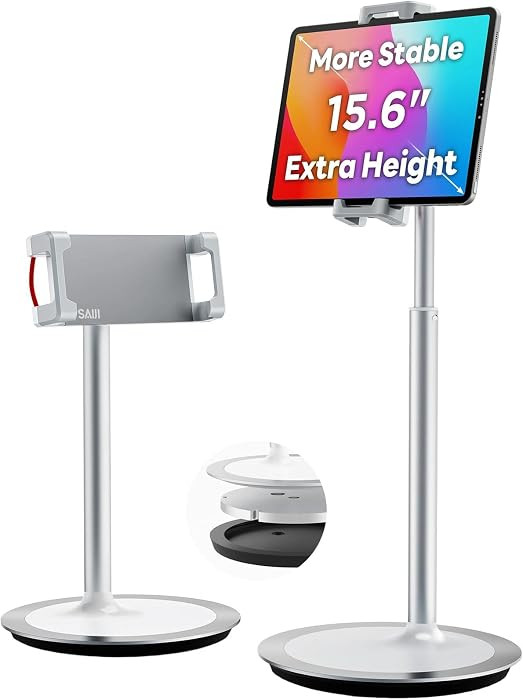 SAIJI iPad Stand for Desk - Tablet Holder Extra-Height 360\u00b0 Rotating Adjustable Aluminum All... | Amazon (US)