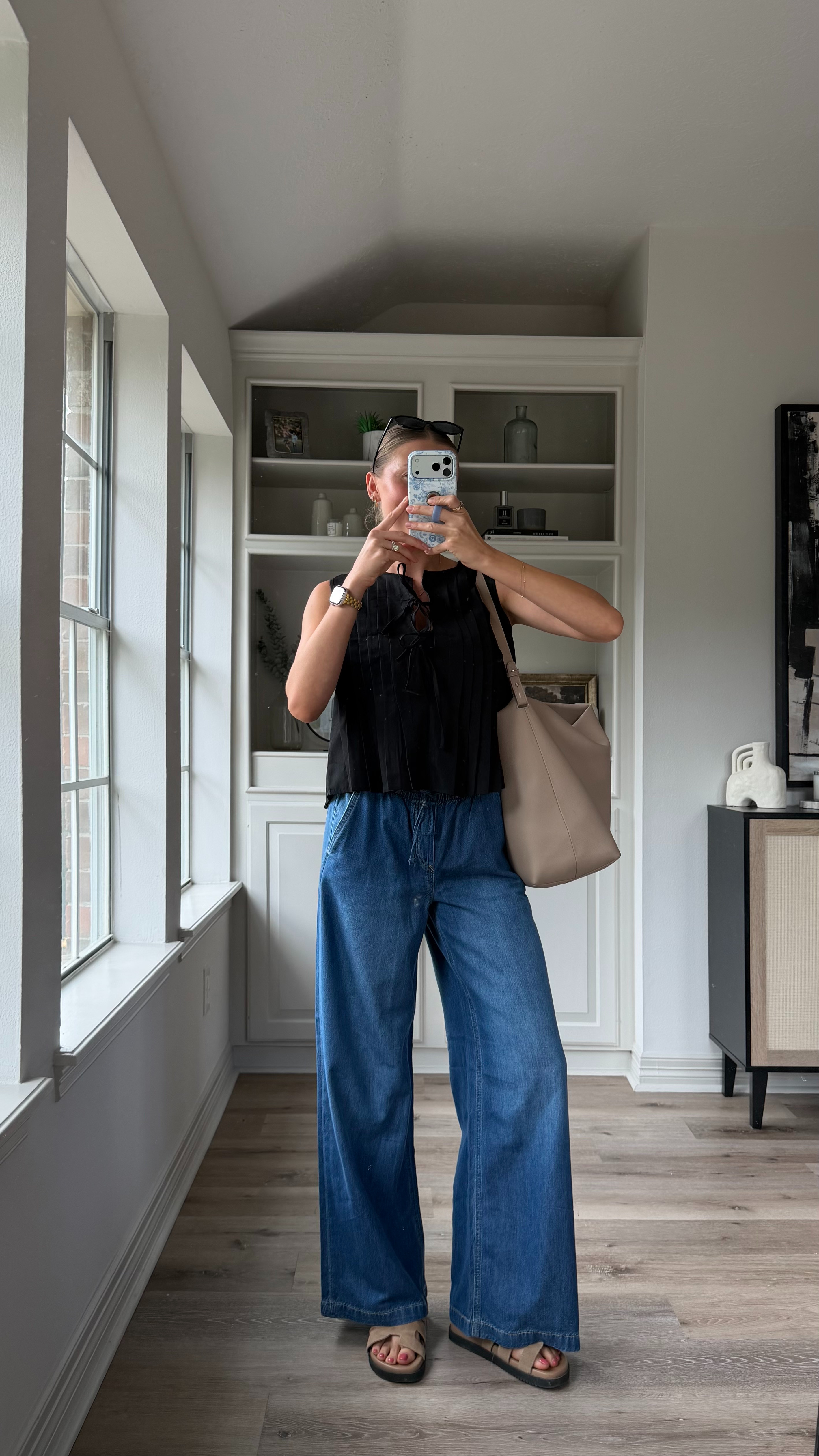 Cute casual everyday mom ootd | S in top and tank under, S in stretchy denim!
 

 