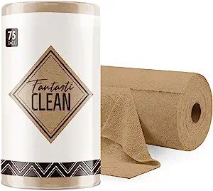 Microfiber Cleaning Cloth Roll -75 Pack, Tear Away Towels, 12" x 12", Reusable Washable Rags (Tan... | Amazon (US)