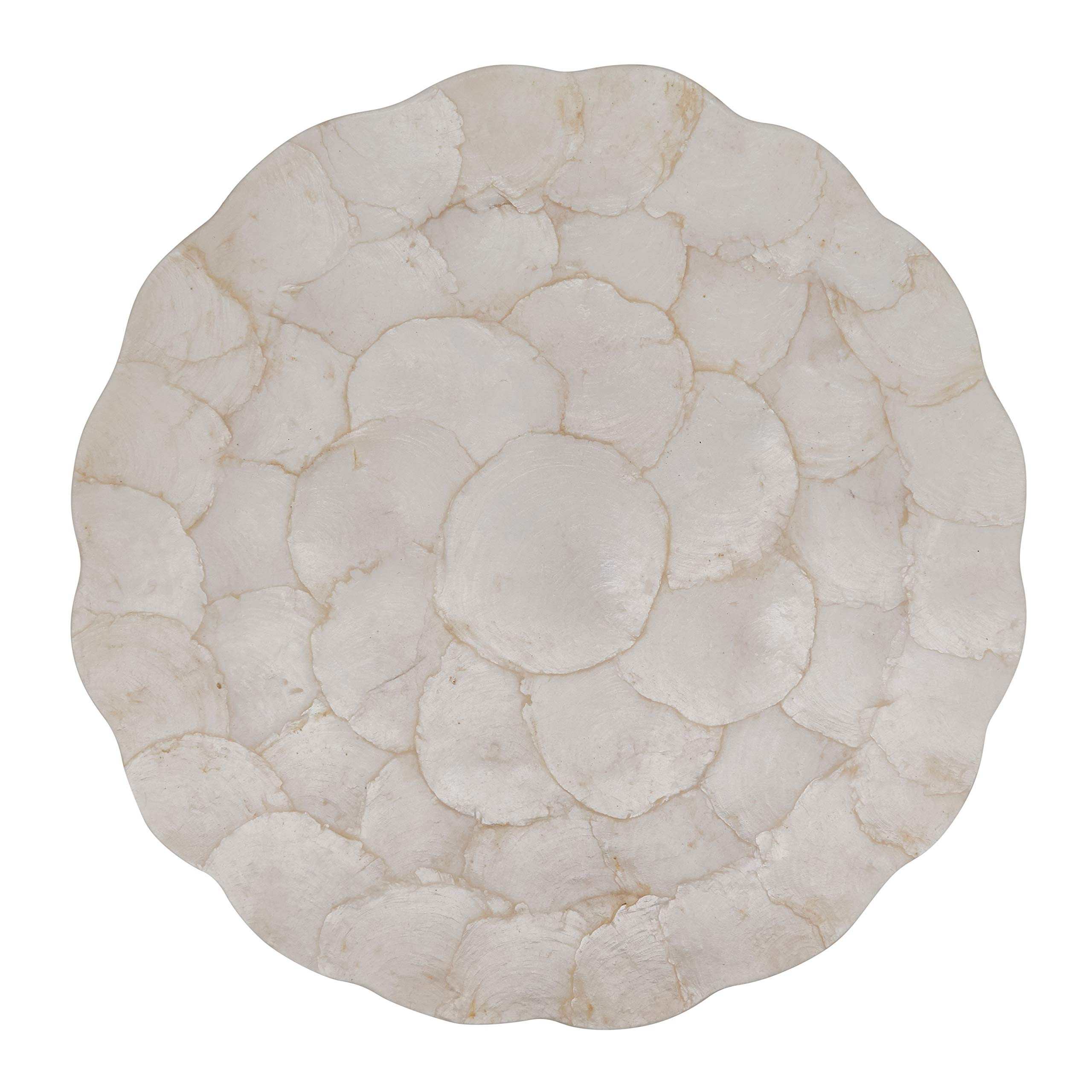 SARO LIFESTYLE Scalloped Capiz Placemats (Set of 4), 15", Ivory | Amazon (US)
