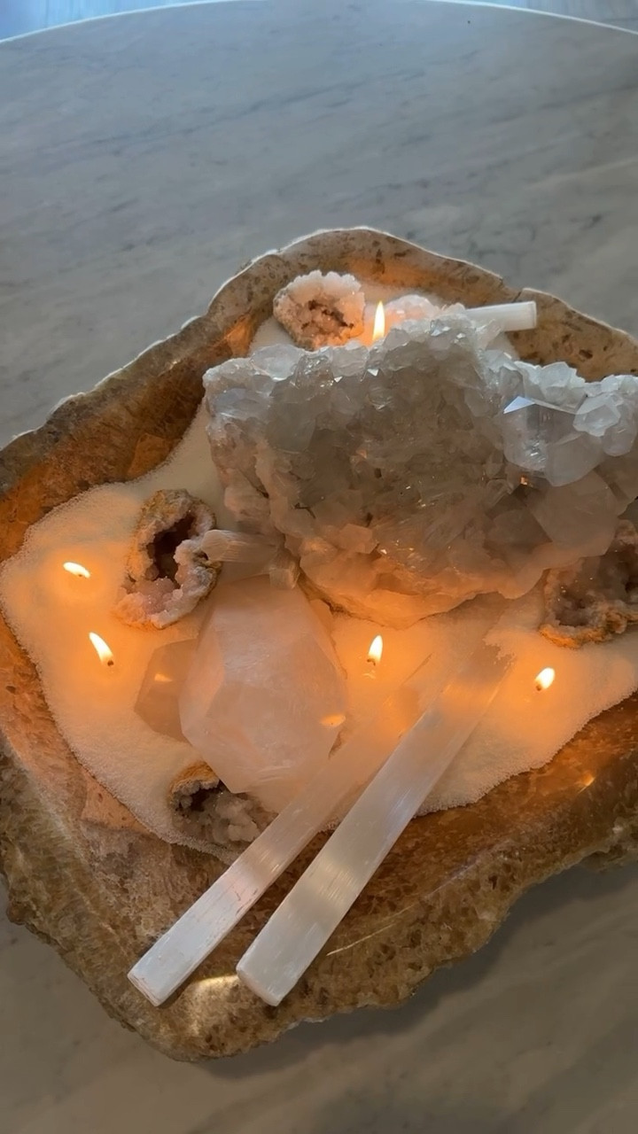 One of my most viral videos creating the coolest bowl of crystals as a candle! My XXL large stone bowl is back in stock! This bowl is massive and comes crated upon arrival! 
.
NOTE: candle sand is by Be Still Candle Sand 

#LTKU #LTKHome