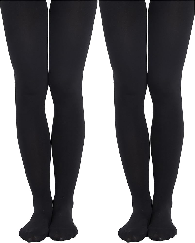 Citystl 2 Pairs Fleece Lined Tights for Women, 120D Black Winter Tights, Opaque Warm Tights with ... | Amazon (US)
