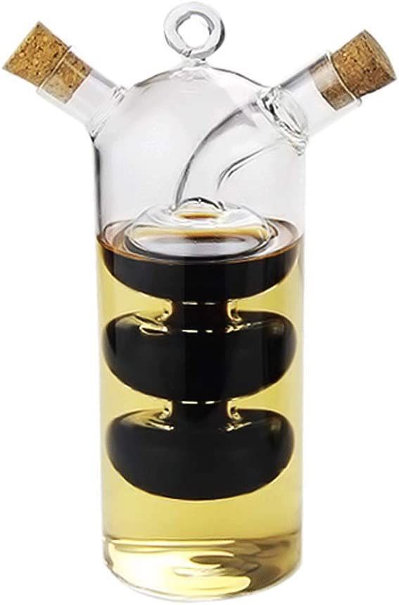 WINAKUI Olive Oil and Vinegar Dispenser Cruet Bottles, 2 in 1 Transparent Glass Oil Bottle, Dual ... | Amazon (US)