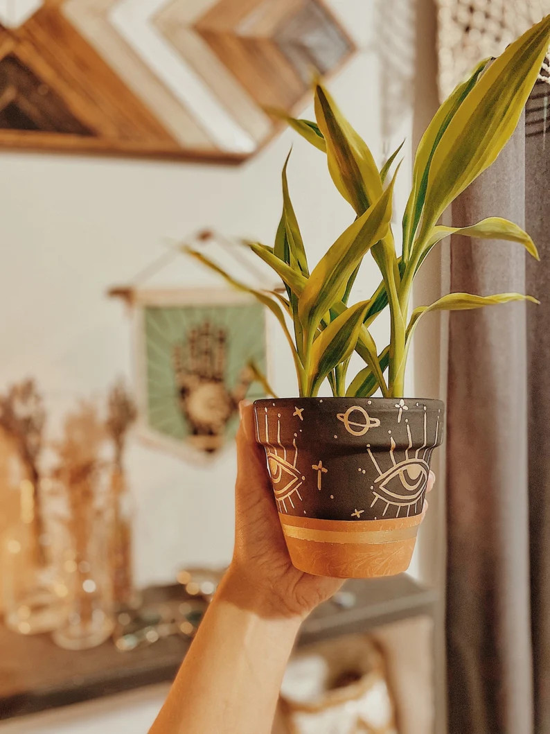 Cosmic Eye Black Painted Pot  All Seeing Eye Cosmic Metallic | Etsy | Etsy (US)