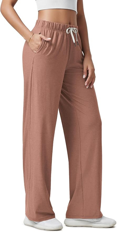 ODODOS Women's Straight Leg Pants Ultra Soft odSTRATUM Tech Relaxed Casual Pajama Lounge Pants wi... | Amazon (US)