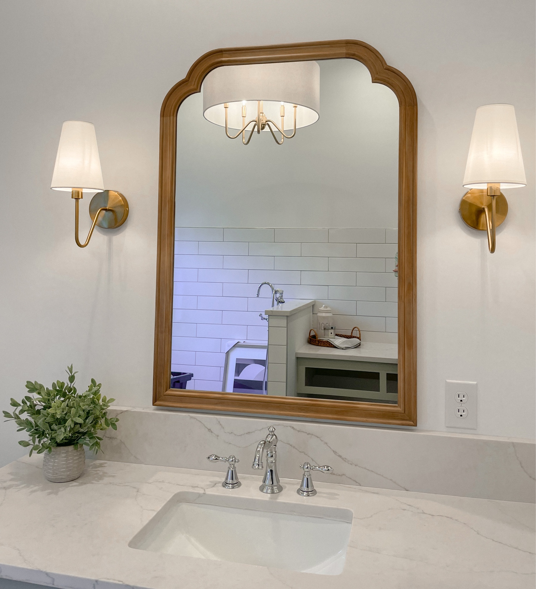 Bathroom decor. Bathroom sconces. Amazon home. Target. Wood mirror. Chrome faucet. Gold sconces. Brass sconces  

#LTKFind #LTKhome