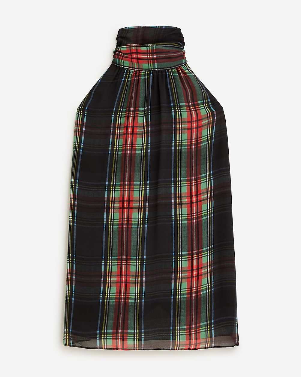 Halter top with necktie in Stewart tartan chiffon blend | J. Crew US