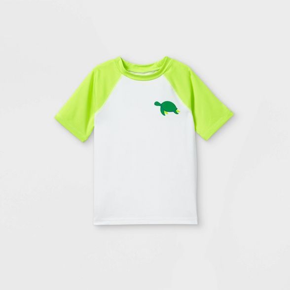 Toddler Boys' Turtle Print Short Sleeve Raglan Rash Guard Swim Shirt - Cat & Jack™ True White | Target