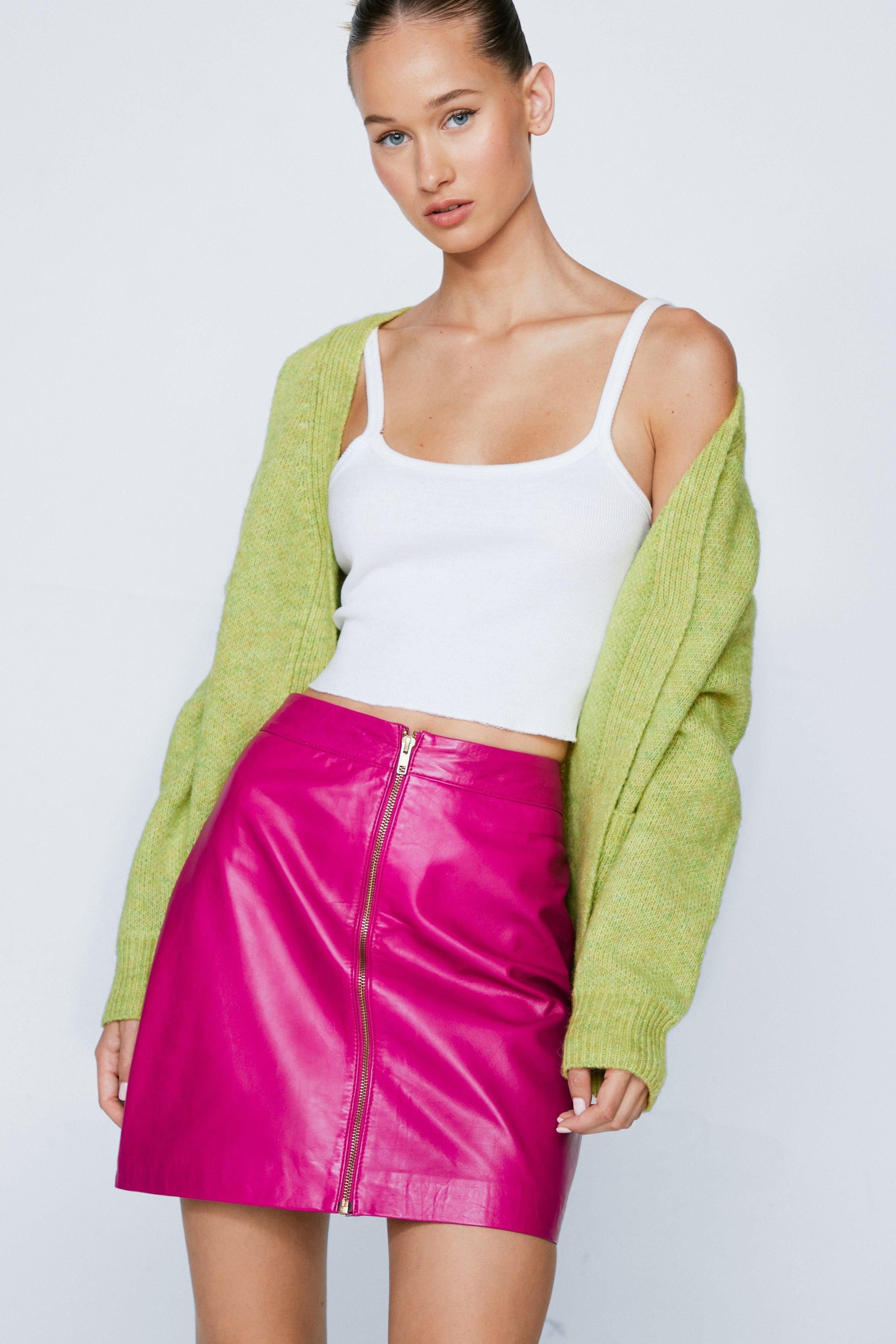 Real Leather Zip Front Mini Skirt | Nasty Gal (US)