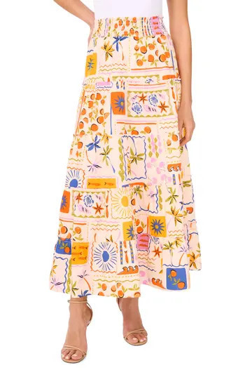 CeCe Print Poplin Maxi Skirt in Daylily at Nordstrom Rack, Size Medium | Nordstrom Rack