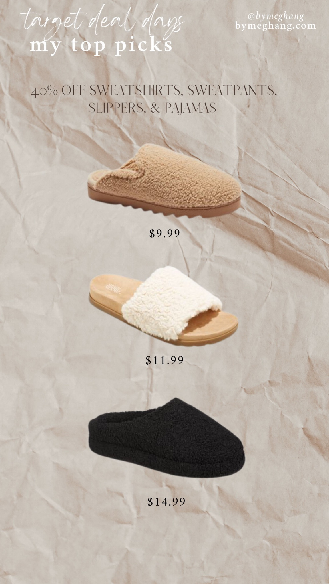 So many cute slippers, loungewear, and pajamas are on sale today and tomorrow only with target deal days! Who doesn’t love a good cozy slipper. They make great gifts, too! Sherpa and Boucle styles are super in this season! 

#LTKsalealert #LTKunder50 #LTKstyletip