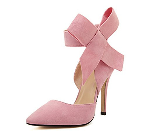 Z&L Fashion Women's Pointy Toe High Heel Stiletto Big Bow Pumps Pink Size 6.5 | Amazon (US)