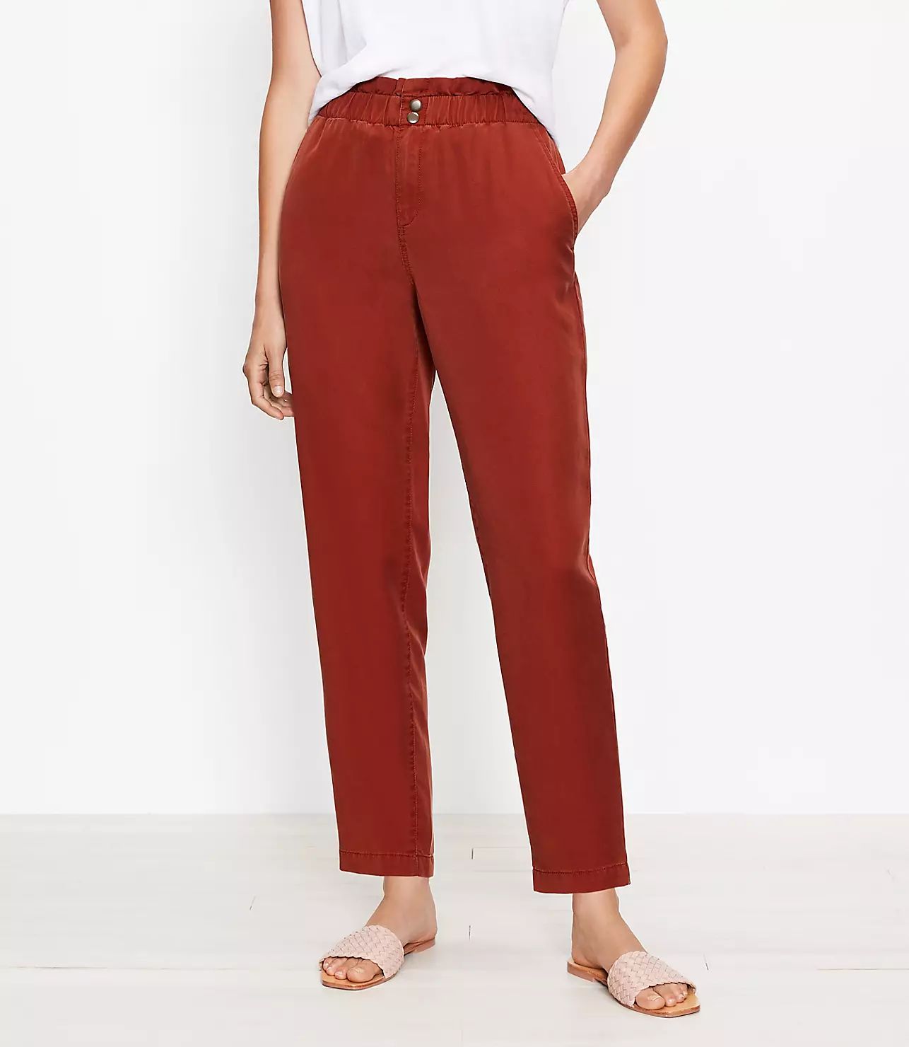 Paperbag Pull On Pants in Soft Twill | LOFT