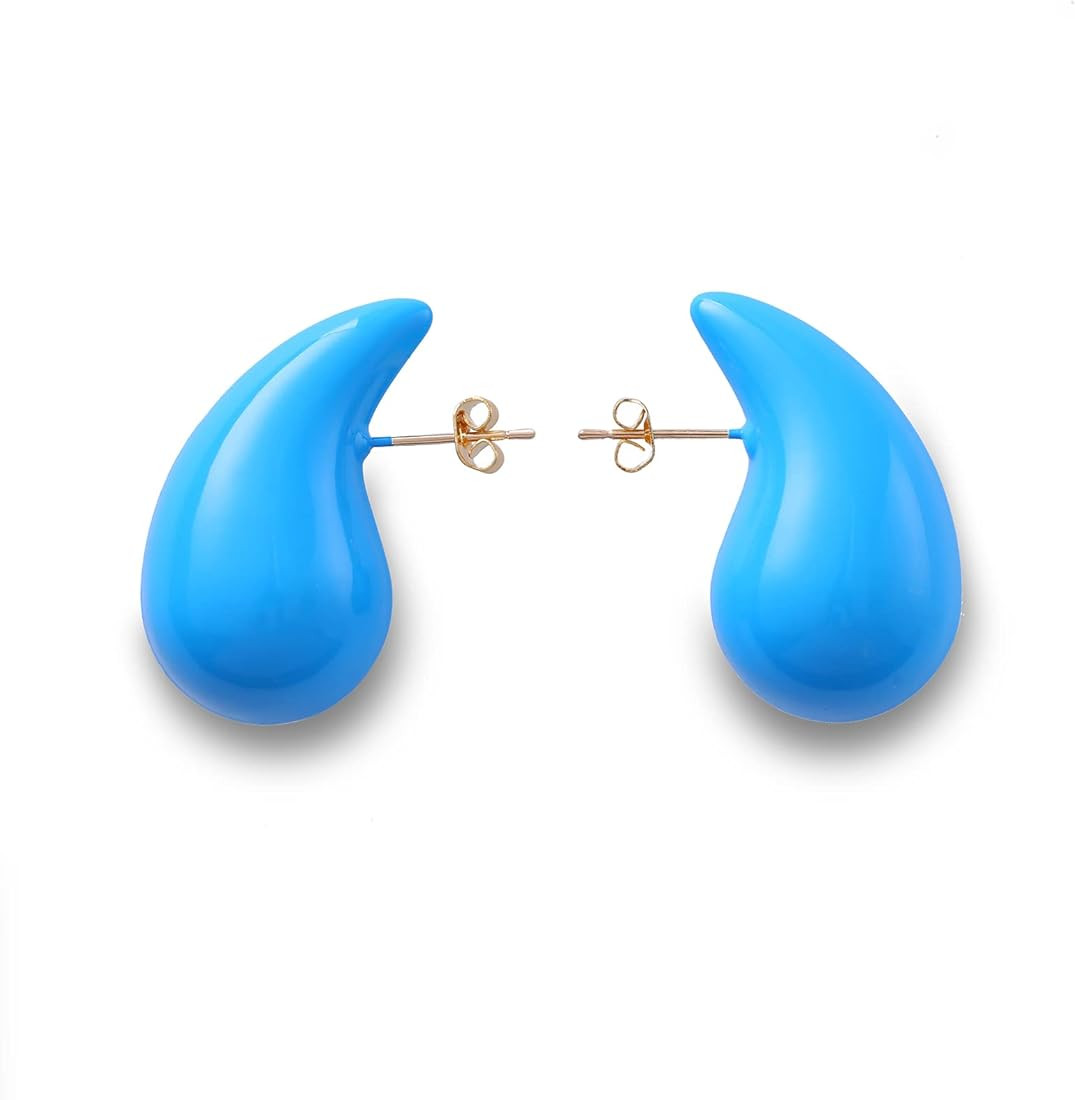 Apsvo Chunky Gold Hoop Earrings for Women, Lightweight Waterdrop Hollow Open Hoops, Hypoallergeni... | Amazon (US)