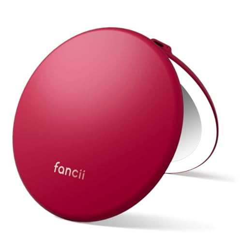 Fancii Taylor LED Lighted Travel Makeup Mirror, Rechargeable, 10x /1x Magnifying, Tru-Glow Light Technology, XL Large 5” Wide | Compact Mirror for Purses (Ruby Red) | Amazon (US)