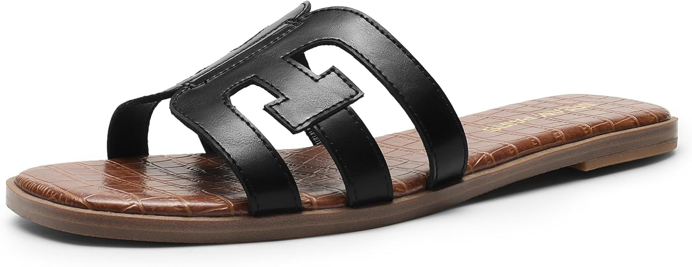 DREAM PAIRS Women's Slip-on Slides Open Toe Dressy Flat Slide Sandals Fashion Classic Summer Beac... | Amazon (US)