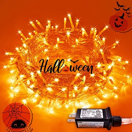 JMEXSUSS 66ft 200 LED Halloween Lights Outdoor, Orange String Lights Clear Wire, 8 Modes Waterpro... | Amazon (US)
