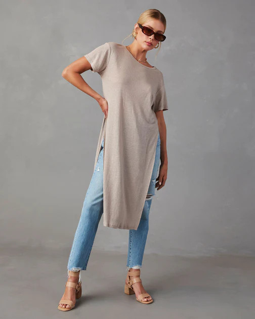 Brenna Short Sleeve Tunic Top - Grey | VICI