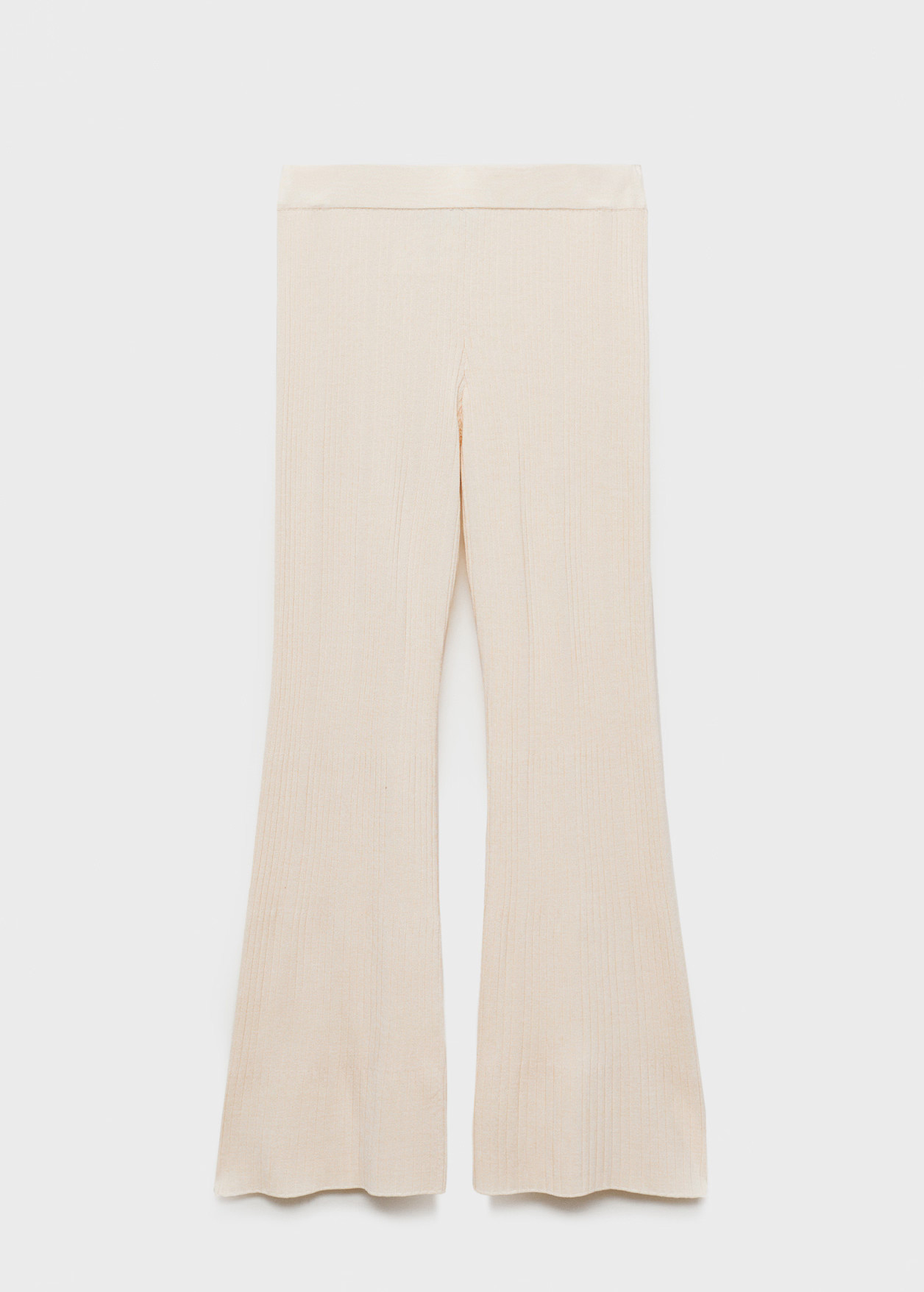 Flared rib-knit trousers - Women | MANGO United Kingdom | MANGO (UK)