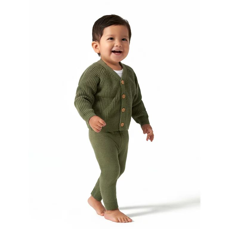 Modern Moments by Gerber Baby Boy or Girl Unisex Knit Cardigan Sweater & Jogger Outfit Set, 2 Pie... | Walmart (US)