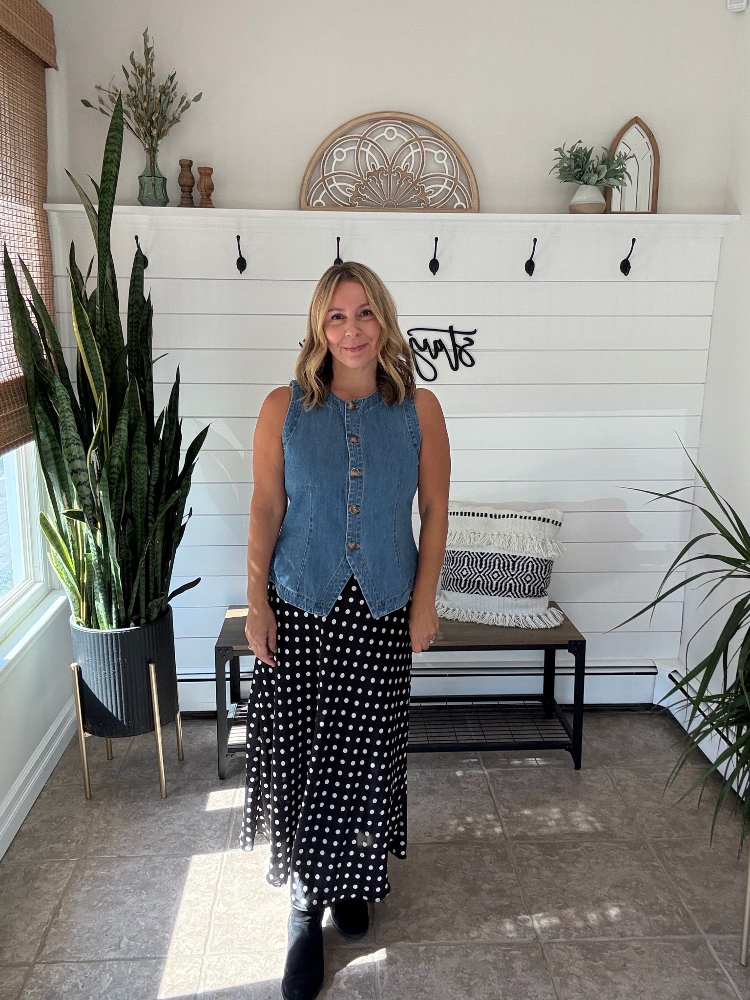 Fall outfits women over 50 I’m wearing a medium in the skirt and a large in the denim vest

#LTKOver40 #LTKSaleAlert #LTKMidsize