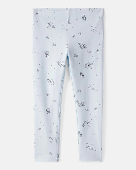 Toddler Girl Printed Cotton Pull-On Stretch Leggings - Blue | Carter's Inc