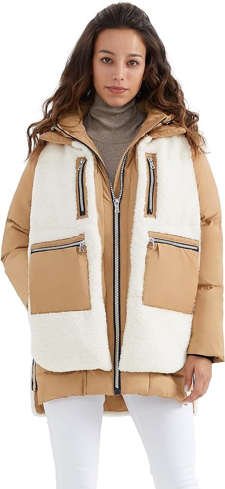 Orolay Women's Sherpa Jacket Thickened Puffer Down Coat Fuzzy Fleece Jacket | Amazon (US)