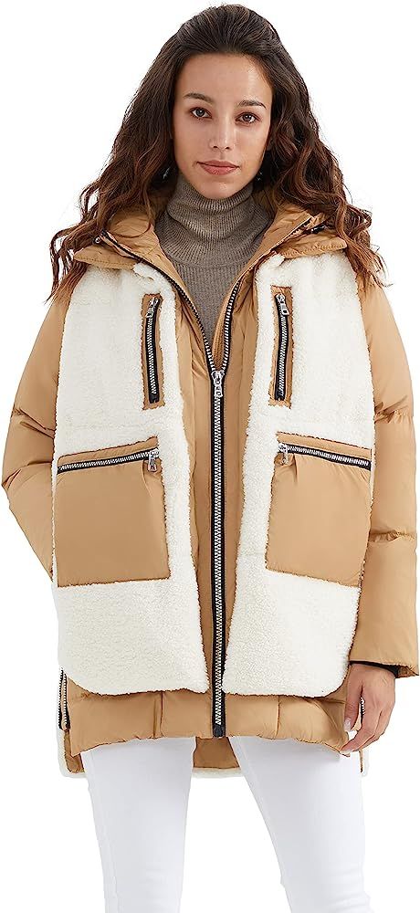 Amazon.com: Orolay Women's Sherpa Jacket Thickened Puffer Down Coat Fuzzy Fleece Jacket (Apple Ci... | Amazon (US)