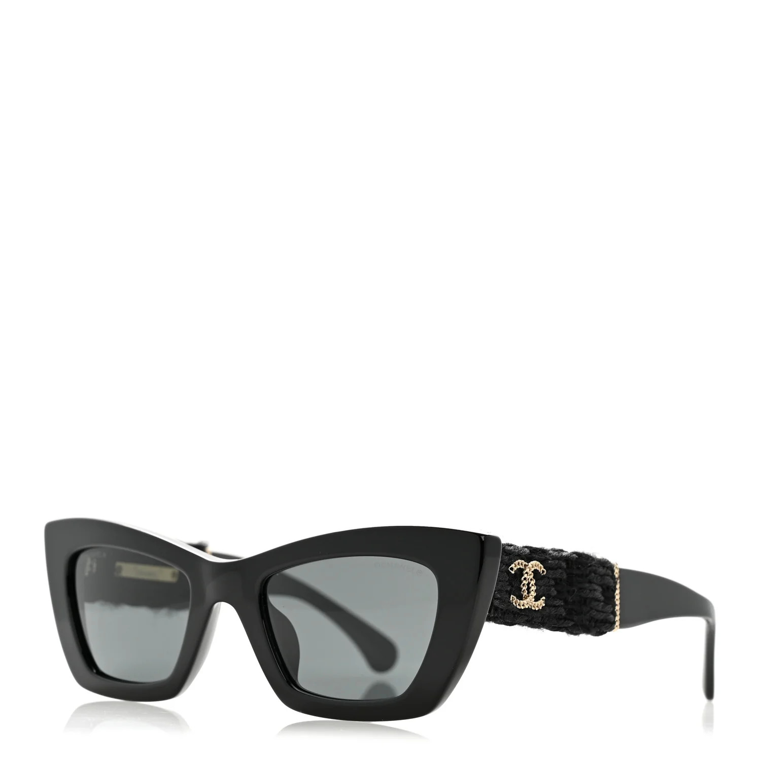 Chanel Acetate Tweed CC Cat Eye Sunglasses 71550A Black 1867144 | FASHIONPHILE (US)