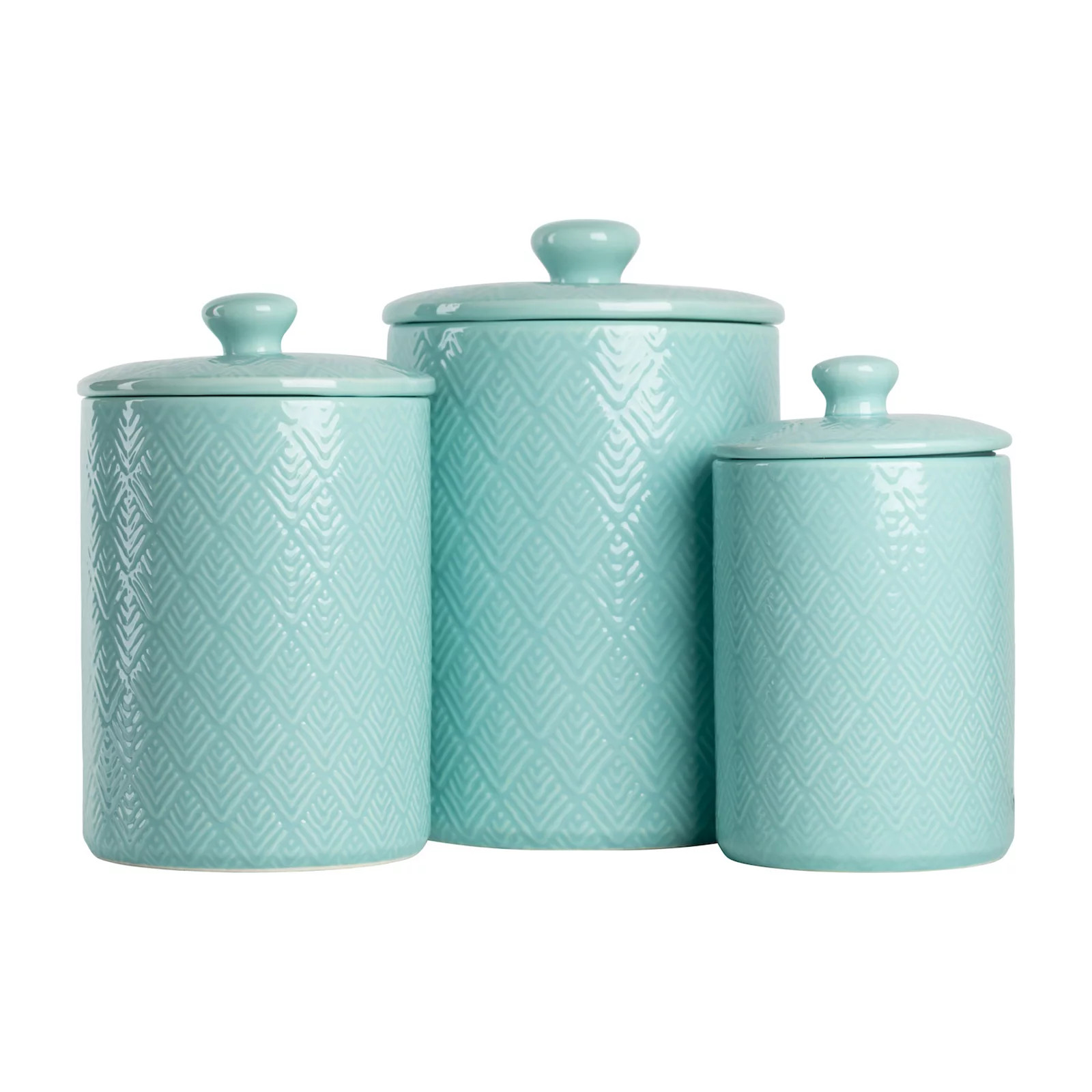 10 Strawberry Street Marquis Embossed 3-pc. Ceramic Canister Set, Blue | Kohl's