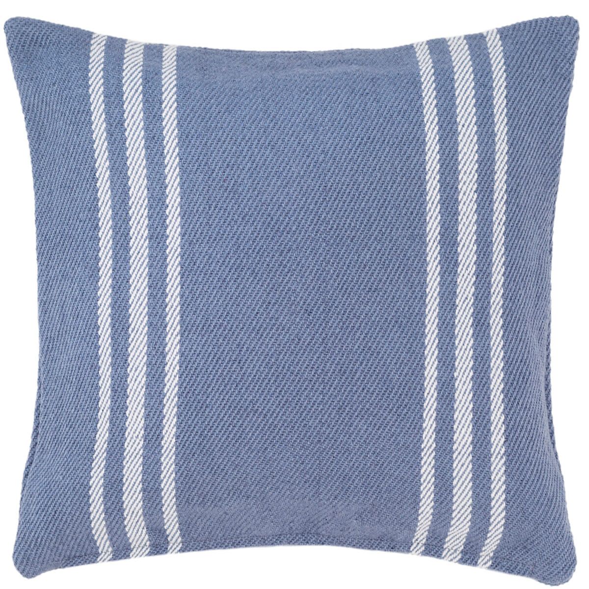 Cape Stripe Denim/White Indoor/Outdoor Pillow | Fresh American | Annie Selke