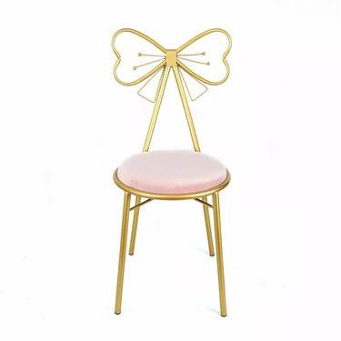 Butterfly Bow-Knot Vanity Chair Pink Velvet Gold Barstool Chair Makeup Leisure | Michaels Stores