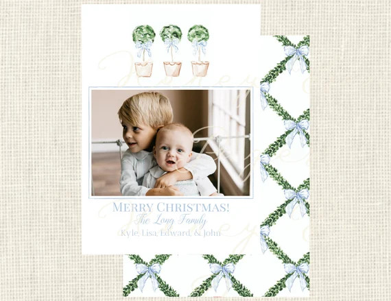 Watercolor Boxwood Topiary Christmas Cards | Etsy | Etsy (US)