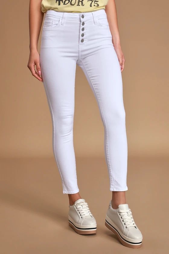 All Talk White High Rise Denim Skinny Jeans | Lulus (US)