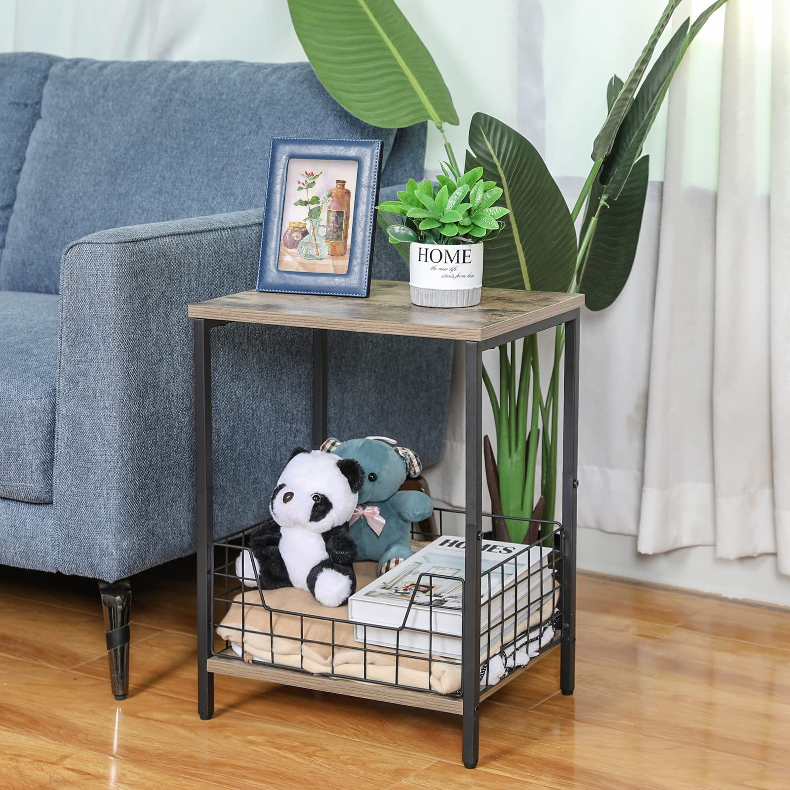 2-Tier End Table, Industrial Retro Side Table Nightstand Small Table for Living Room Bedroom Kitchen | Amazon (US)
