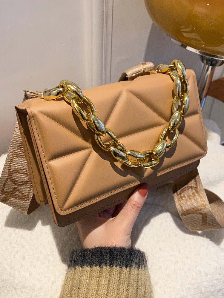 Bolsa cuadrada guateado con cadena | SHEIN