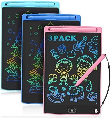 Fuleda LCD Writing Tablet for Kids, 3 Pack 8.5Inch Colorful Doodle Board Drawing Tablet Toddler B... | Amazon (US)