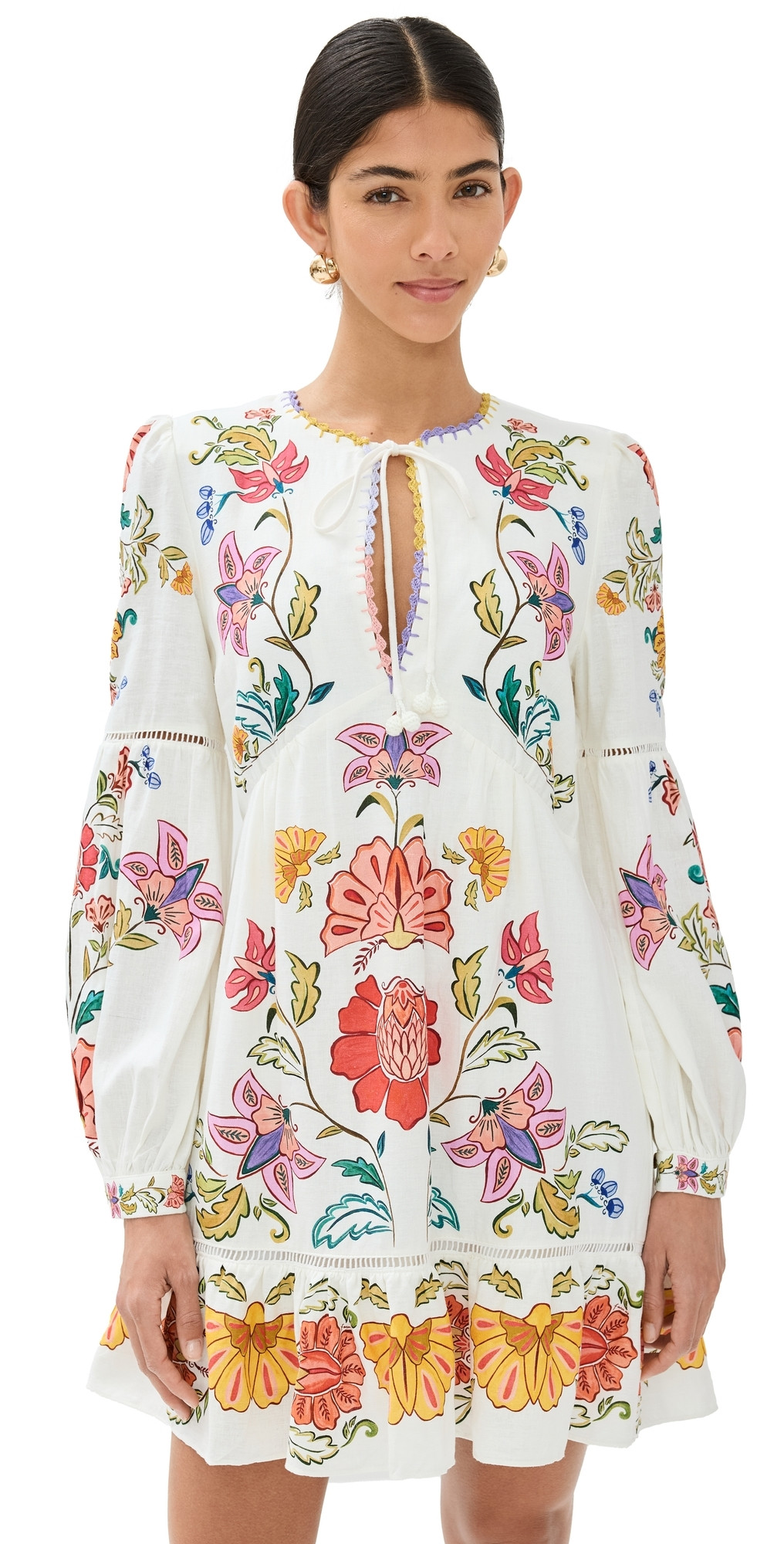 FARM Rio Off White Floral Insects Mini Dress Floral Insects Off-white XS | Shopbop