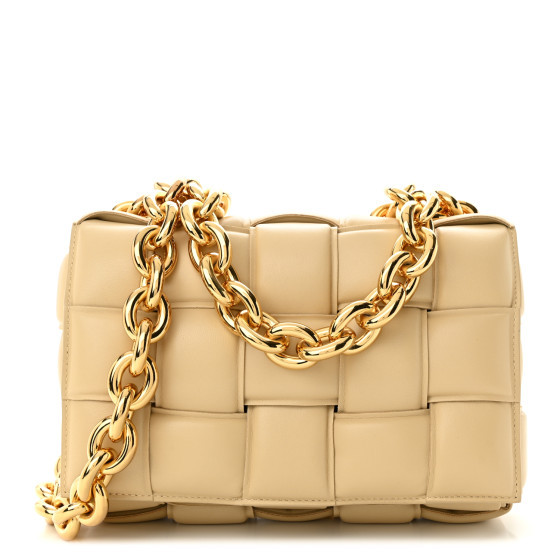 Lambskin Maxi Intreccio Padded Chain Cassette Crossbody Bag Porridge | FASHIONPHILE (US)