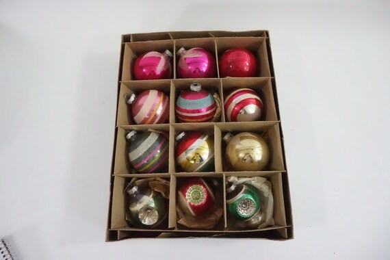 Vintage Shiny Brite Christmas Ornaments Lot of 12 Glass | Etsy | Etsy (US)
