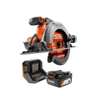 RIDGID 18V Cordless 6-1/2 in. Circular Saw Kit with (1) 4.0 Ah Battery and Charger R8655KN - The ... | The Home Depot