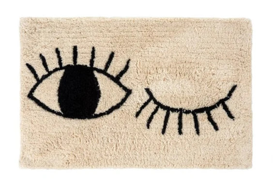 Bathmat Winking Eyes Black and Cream Fuzzy | Etsy (CAD)