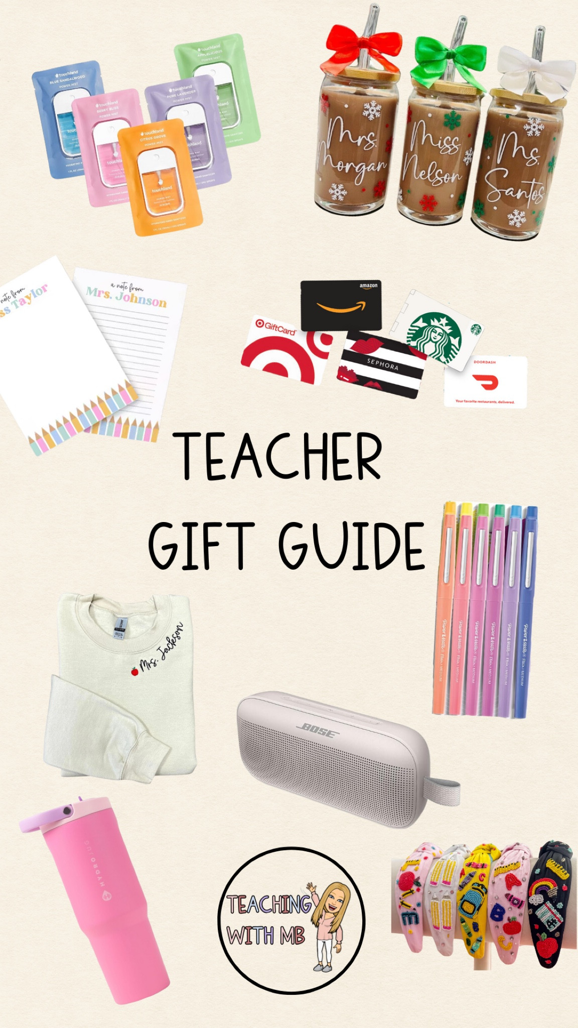 Teacher gift guide! When it doubt, they want gift cards!! 🫶🏼🎁✏️

Perfect gifts for the teachers in your life 
Gift guide for her 
Student gift , parent gift, teacher gift 

#LTKSeasonal #LTKGiftGuide #LTKHoliday