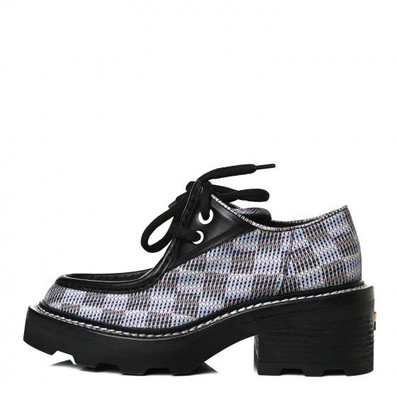 LOUIS VUITTON Damier LV Pop Beaubourg Platform Derby Shoes 35 Blue | FASHIONPHILE (US)