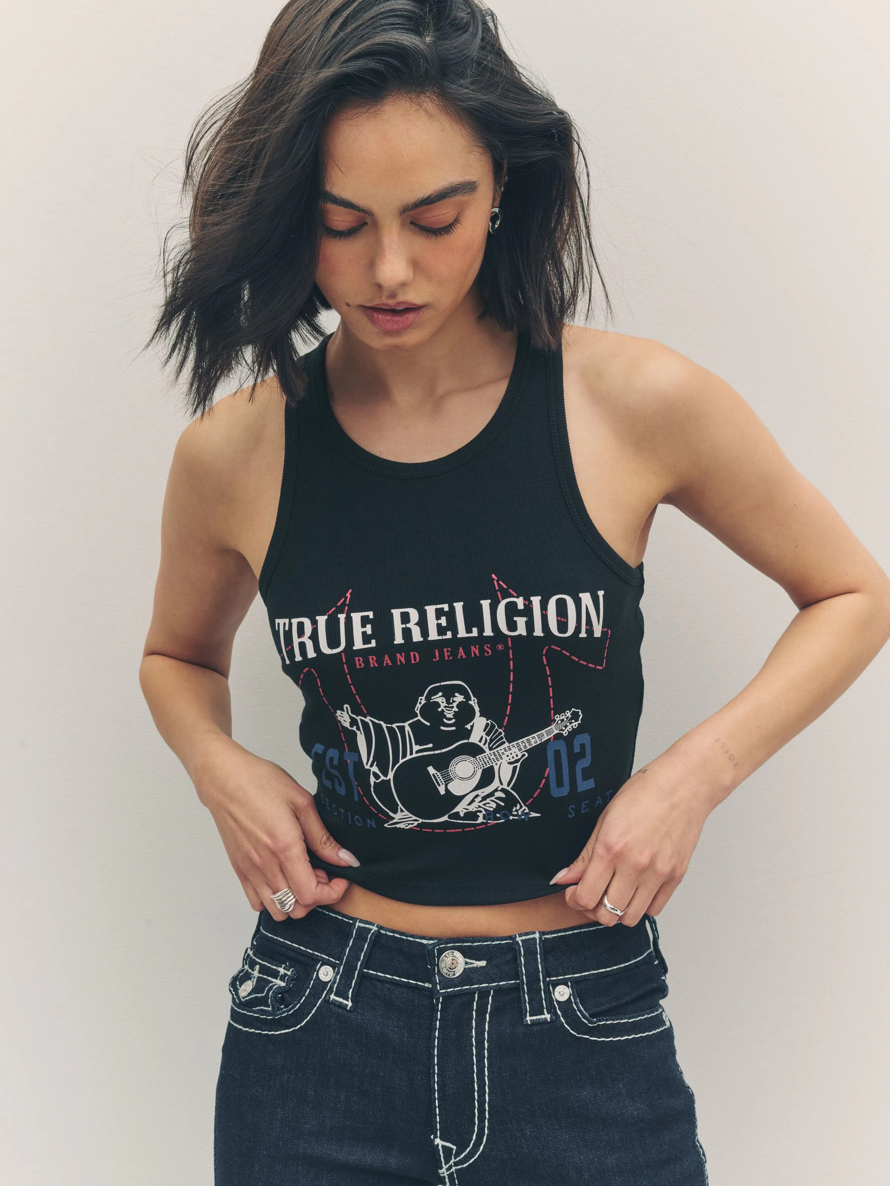 True Religion True Religion Jet Black Buddha Goddess Tank | Next US