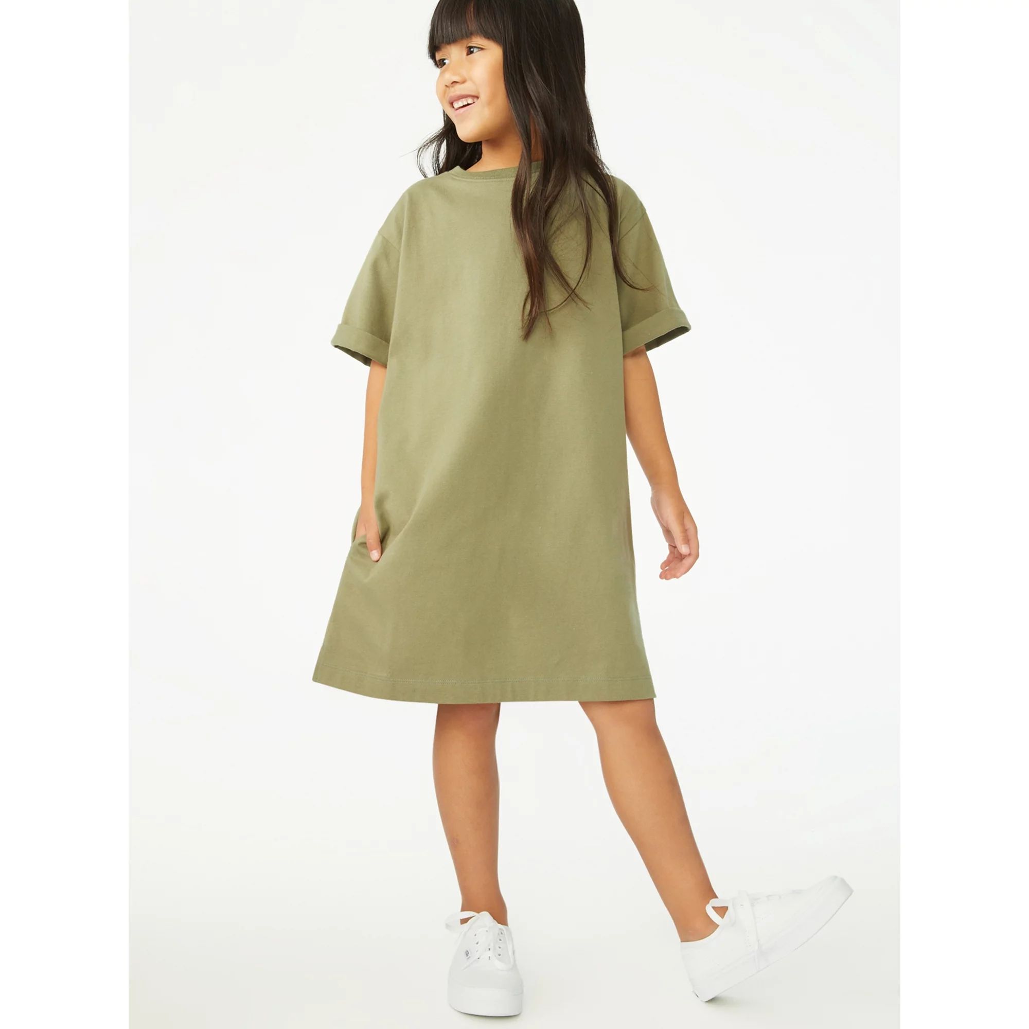 Free Assembly Girls Short Sleeve T-Shirt Dress, Sizes 4-18 - Walmart.com | Walmart (US)