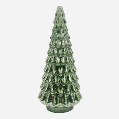 LED Green Glass Tabletop Tree, 8" | At Home