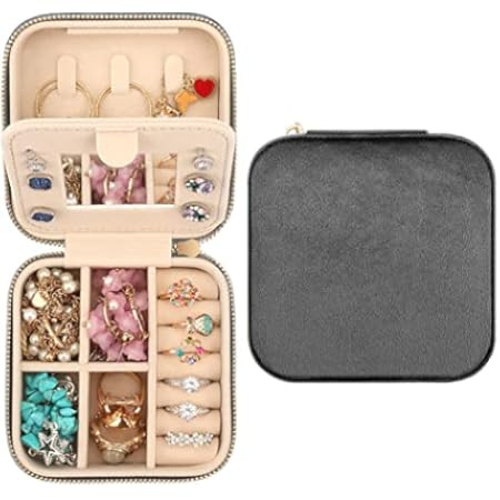 Portable Travel Mini Jewelry Box Leather Jewellery Ring Organizer Case Storage Gift Box Girls Women  | Amazon (US)