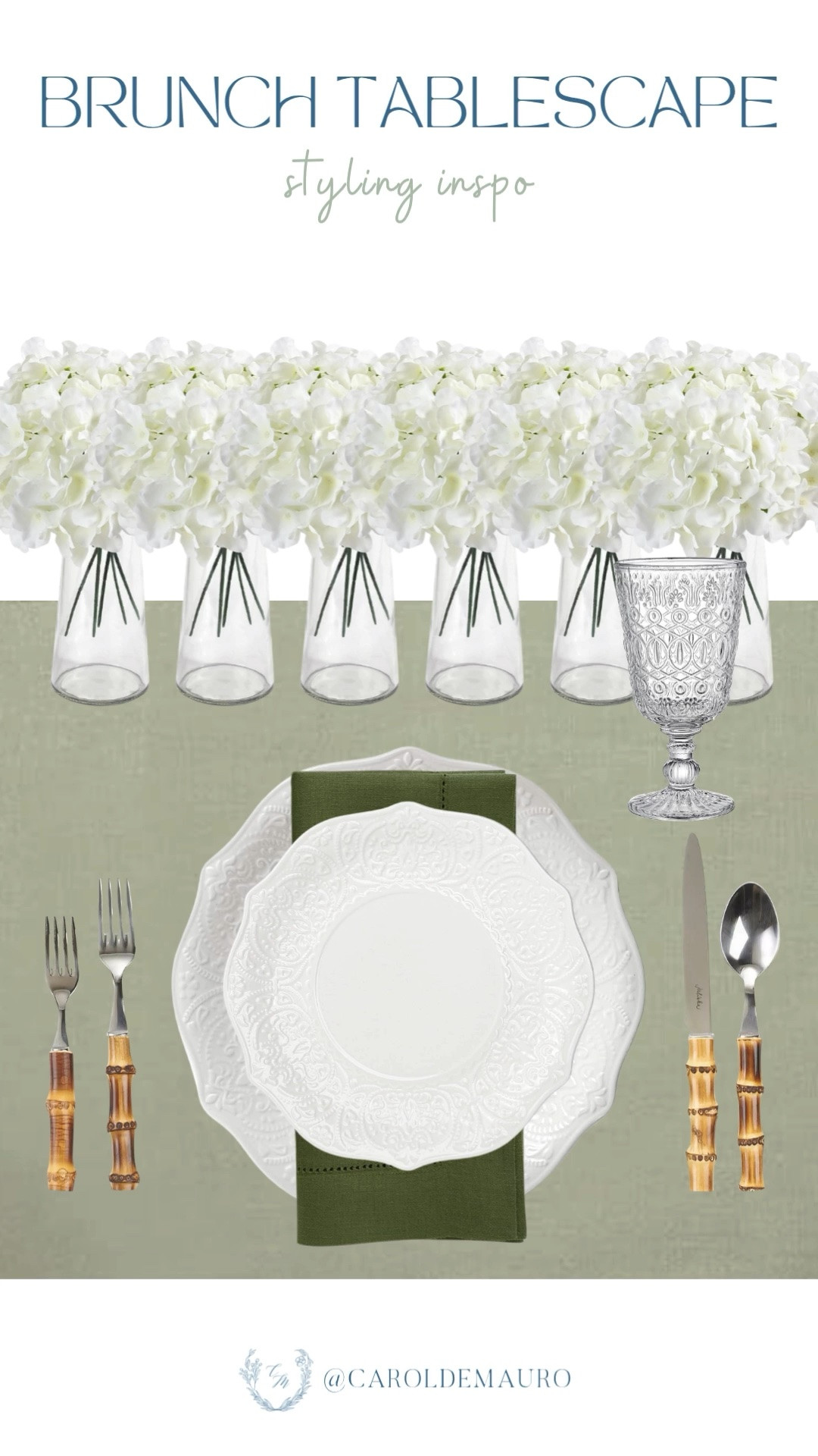 White hydrangeas down the whole table with bamboo cutlery and green linen napkins is the brunch tablescape that manages to feel fresh and effortlessly elegant at the same time.

tablescape inspo, hosting inspo, brunch setup, table setting, entertaining at home, green and white, dinnerware

#LTKHome #LTKfoodie #LTKSeasonal